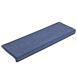 Tapis d'escalier 15 pcs 65x21x4 cm Bleu