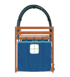 Lit superposé avec rideaux bleu 75x190 cm bois pin massif