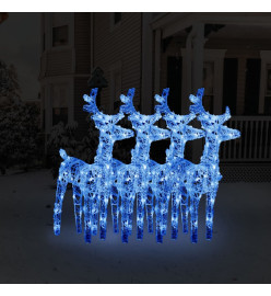 Rennes de Noël 4 pcs 160 LED Bleu Acrylique