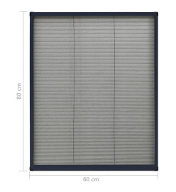 Moustiquaire plissée pour fenêtre Aluminium Anthracite 60x80 cm