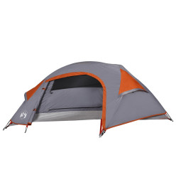 Tente de camping à dôme 1 personne gris et orange imperméable