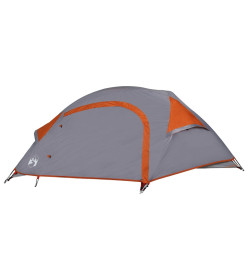 Tente de camping à dôme 1 personne gris et orange imperméable