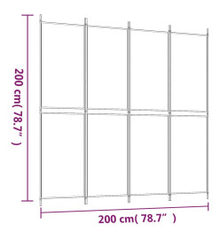 Cloison de séparation 4 panneaux Noir 200x200 cm Tissu