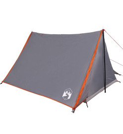 Tente de camping 2 personnes gris et orange imperméable