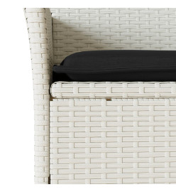Ensemble à manger de jardin et coussins 9 pcs blanc rotin verre