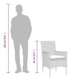 Ensemble à manger de jardin et coussins 9 pcs blanc rotin verre