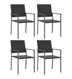 Chaises de jardin lot de 4 noir 54x62,5x89 cm résine tressée