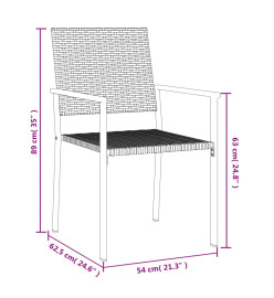 Chaises de jardin lot de 4 noir 54x62,5x89 cm résine tressée