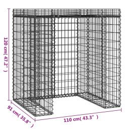 Mur de gabion pour poubelle 110x91x120 cm fer galvanisé