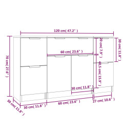 Buffets 3 pcs Chêne marron Bois d'ingénierie