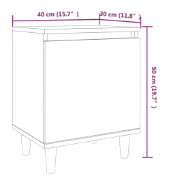 Table de chevet avec pieds en bois Sonoma gris 40x30x50 cm