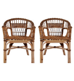 Chaises d'extérieur 2 pcs Rotin naturel Marron