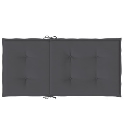 Coussins de chaise de jardin à dossier bas lot de 2 anthracite