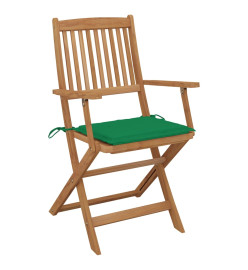 Chaises pliables de jardin 8 pcs avec coussins Bois d'acacia