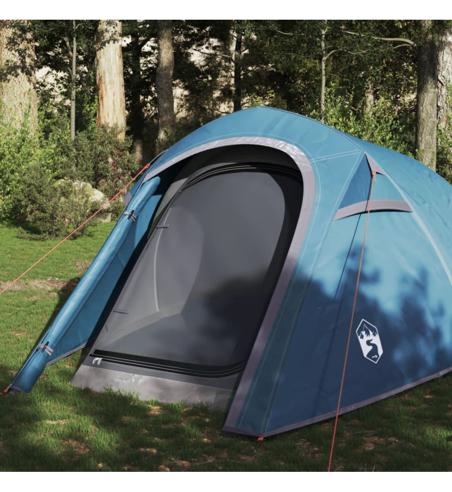 Tente de camping tunnel 3 personnes bleu imperméable