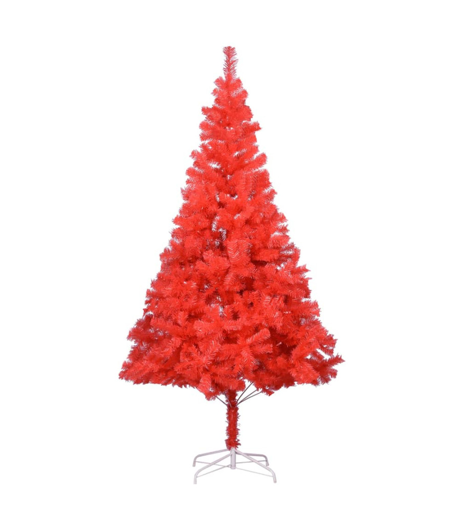 Sapin de Noël artificiel avec support rouge 210 cm PVC