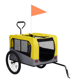 Remorque de vélo/poussette 2 en 1 pour chien Jaune et gris