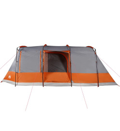 Tente de camping tunnel 4 personnes gris et orange imperméable