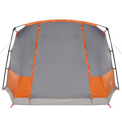 Tente de camping tunnel 4 personnes gris et orange imperméable