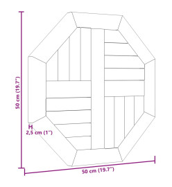 Dessus de table 50x50x2,5 cm octogonal bois de teck massif