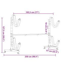 Porte-kayak pour 2 kayaks 250x57x127,5 cm acier