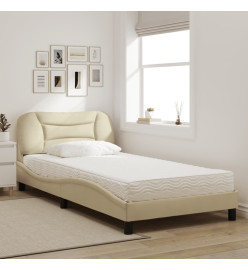 Lit avec matelas crème 100x200 cm tissu