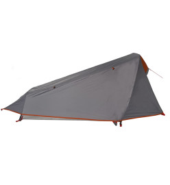 Tente de camping tunnel 1 personne gris et orange imperméable