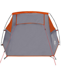 Tente de camping tunnel 2 personnes gris et orange imperméable