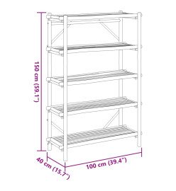 Étagère à 5 niveaux 100x40x150 cm bambou