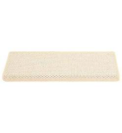 Tapis d'escalier autocollants 15 pcs 65x21x4 cm Crème