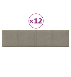 Panneaux muraux 12 pcs Gris clair 60x15 cm Velours 1,08 m²