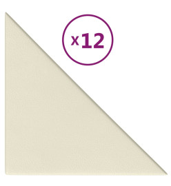 Panneaux muraux 12 pcs Crème 30x30 cm Similicuir 0,54 m²