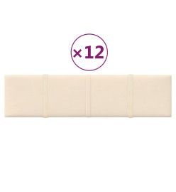 Panneaux muraux 12 pcs Crème 60x15 cm Velours 1,08 m²