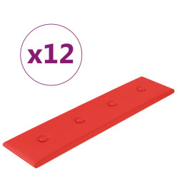 Panneaux muraux 12 pcs Rouge 60x15 cm Similicuir 1,08 m²