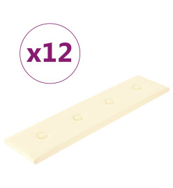 Panneaux muraux 12 pcs Crème 60x15 cm Similicuir 1,08 m²