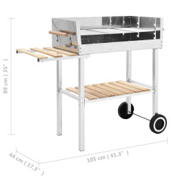 Barbecue au charbon sur chariot Acier inoxydable et 2 étagères