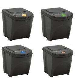 Poubelles à ordures empilables 4 pcs Gris 100 L Polypropylène