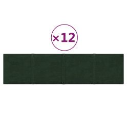 Panneaux muraux 12 pcs Vert foncé 60x15 cm Velours 1,08 m²