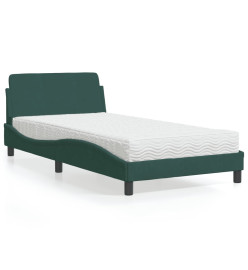 Lit avec matelas vert foncé 100x200 cm velours