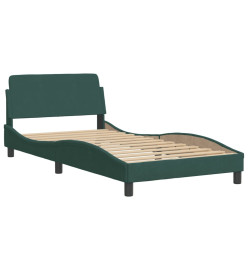 Lit avec matelas vert foncé 100x200 cm velours