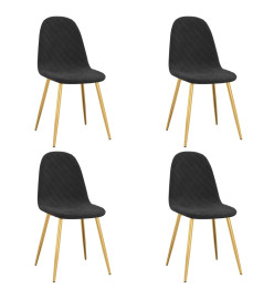 Chaises à manger lot de 4 noir velours