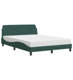 Lit avec matelas vert foncé 120x200 cm velours