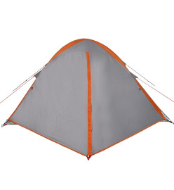 Tente de camping à dôme 4 personnes gris et orange imperméable