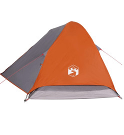 Tente de camping à dôme 4 personnes gris et orange imperméable