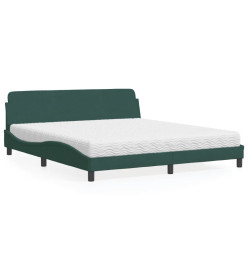 Lit avec matelas vert foncé 180x200 cm velours