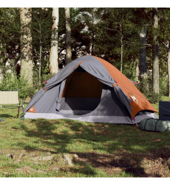 Tente de camping à dôme 2 personnes gris et orange imperméable