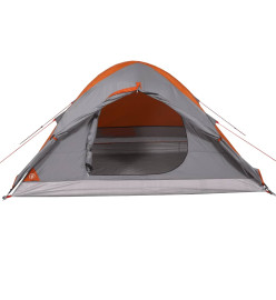 Tente de camping à dôme 2 personnes gris et orange imperméable