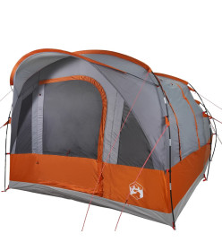 Tente de camping tunnel 3 personnes gris et orange imperméable