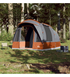 Tente de camping tunnel 3 personnes gris et orange imperméable