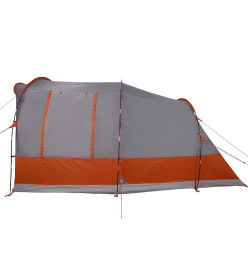 Tente de camping tunnel 3 personnes gris et orange imperméable